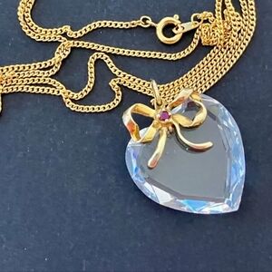 Vtg Lenox 14 K Gold Filled Heart Pendant Necklace with Ruby Accent